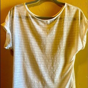 Romy Sheer Cream Blouse- Button Up Back Size Small